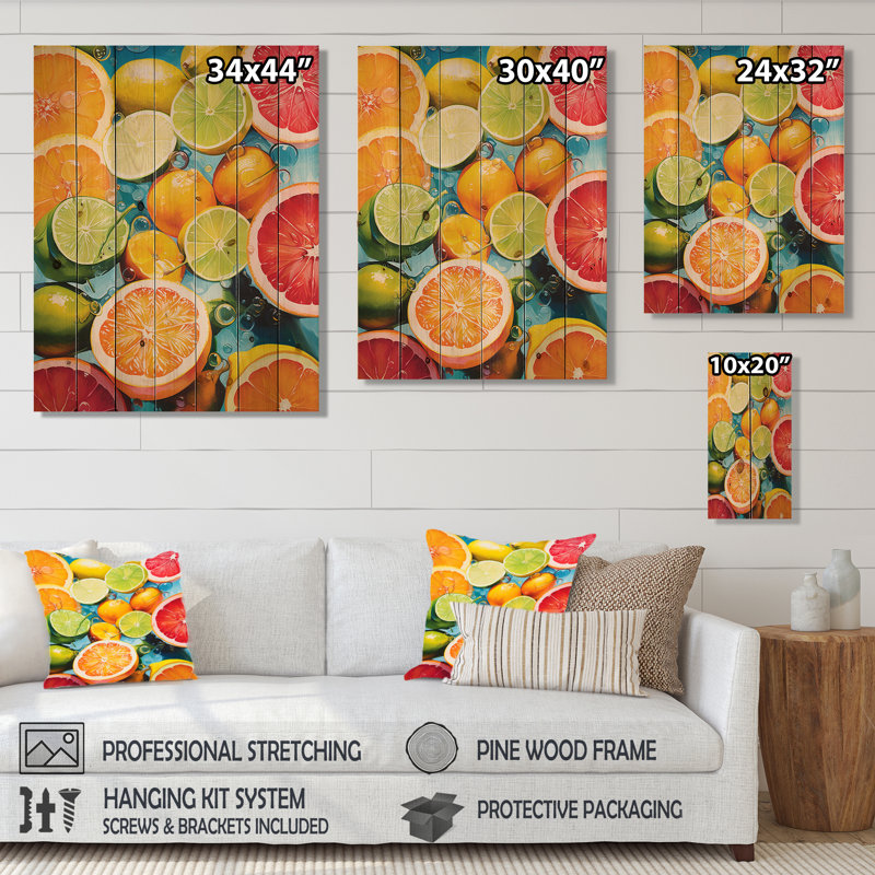 Collage alimentaire «Popart» - impression sur bois sans cadre, H 32 po x l 24 po x P 0,78 po