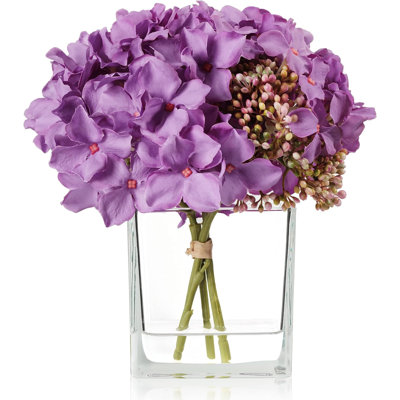 Silk Hydrangea Arrangement in Vase