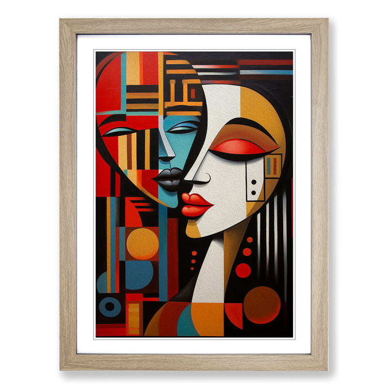 Lovers Constructivism Art - Framed Print, Oak Framed, 46cm H x 34cm W x 2cm D