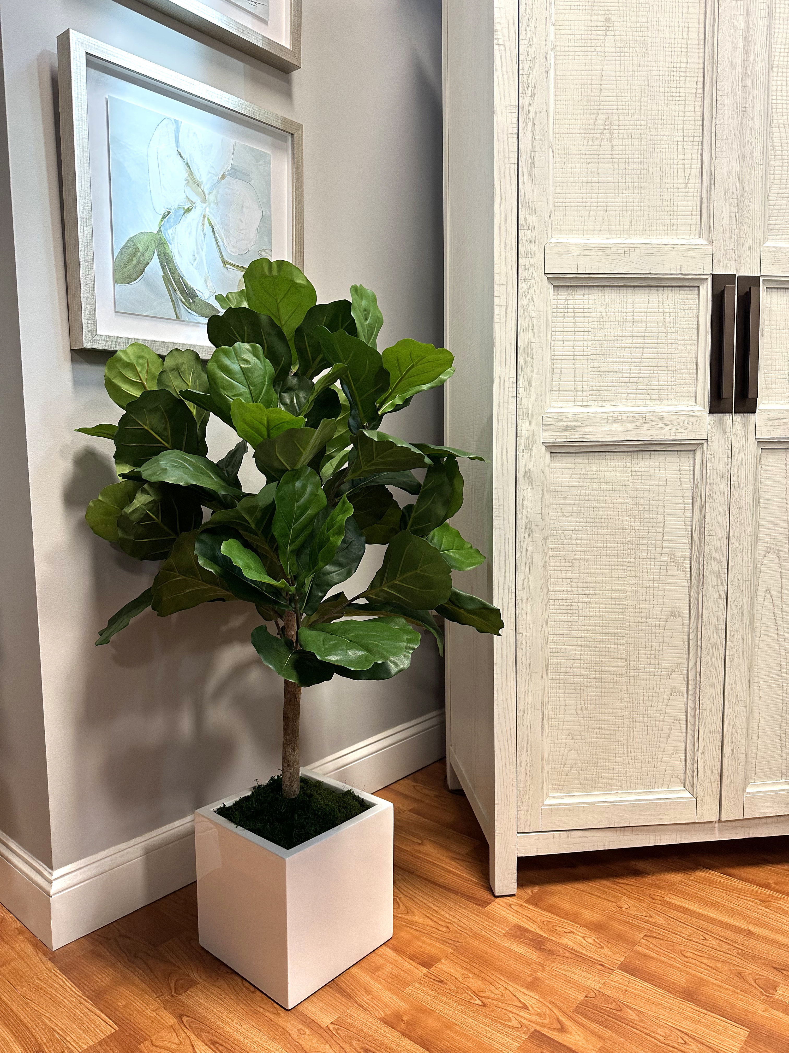 Primrue Roemer 3.5' Faux Fiddle Tree in Fiberstone Planter | Wayfair