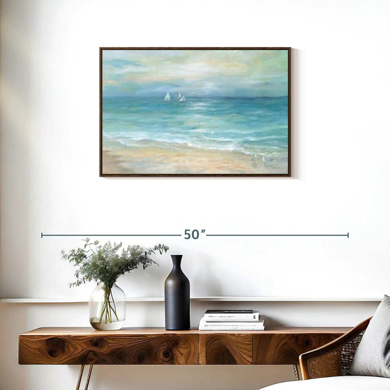 Paysage de l'île Azemar, Cadre flottant noyer, 31 po x 21 po