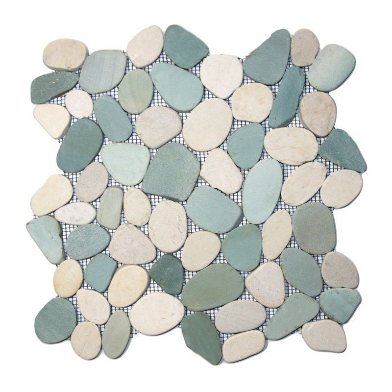 Carreau de mosaïque en pierre naturelle gris / crème Ganges
