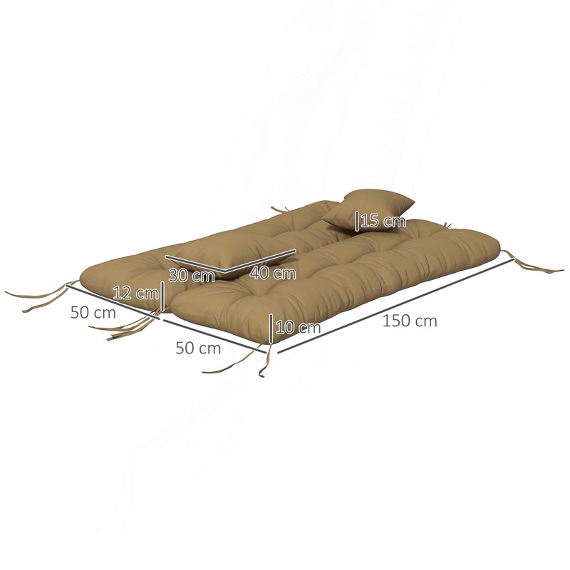 Ensemble de 4 coussins capitonnés pour balançoire et banc, comprenant un coussin de dossier et 2 coussins décoratifs, coussins de rechange pour sièges de meubles, couleur beige.