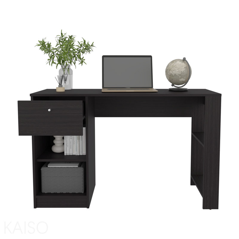 Console 47 po, 1 tiroir, 4 tablettes pour bureau personnel - noir