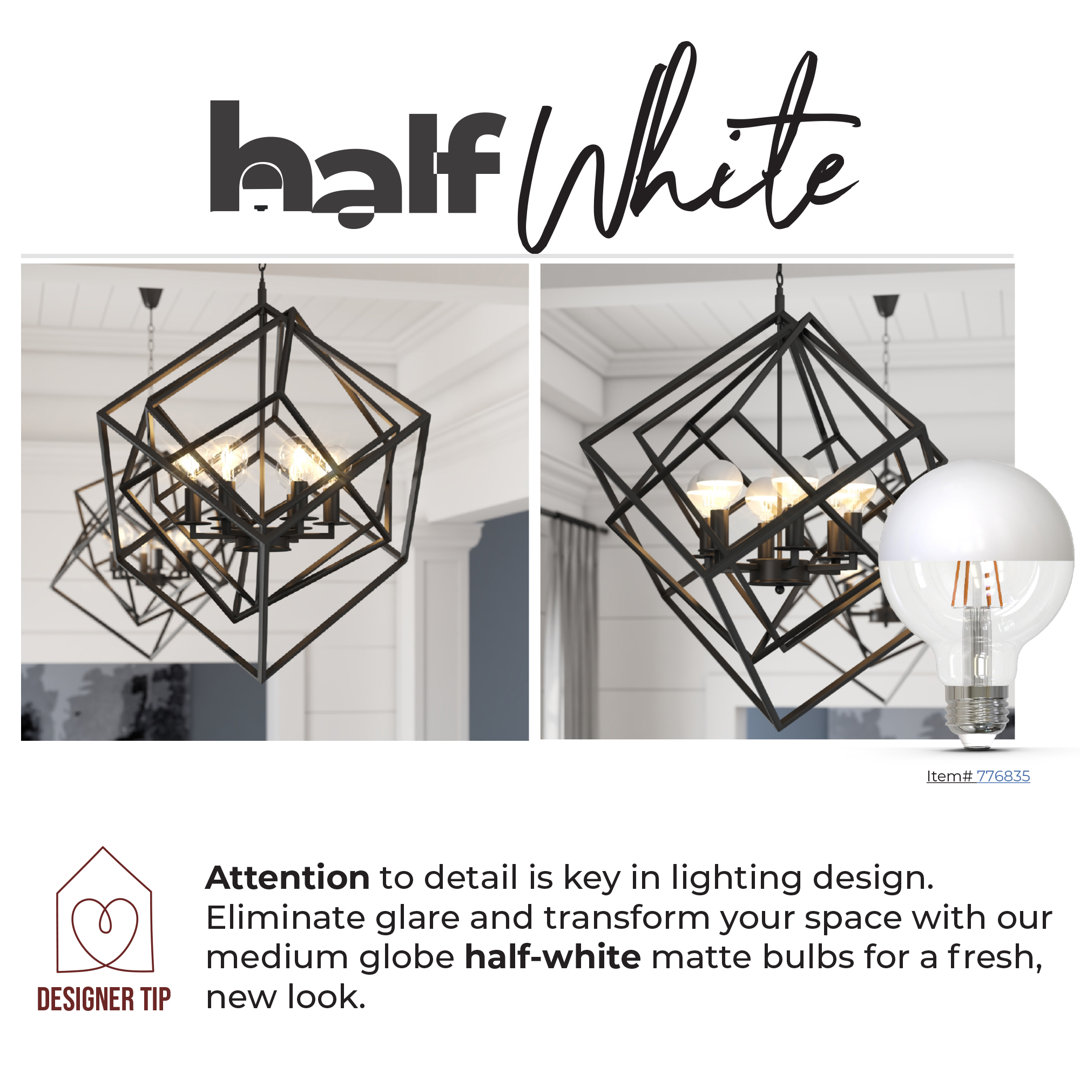 6 Watt Dimmable G40 Light Bulb With Half White Glass Finish And Medium (E26) Base (Set of 2) Bulbrite Industries