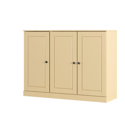 Armoire à chaussures 100% en bois massif avec portes à panneaux surélevés, tablettes réglables, rangement modulaire pour vestibule, l 48,5 po x H 35,75 po