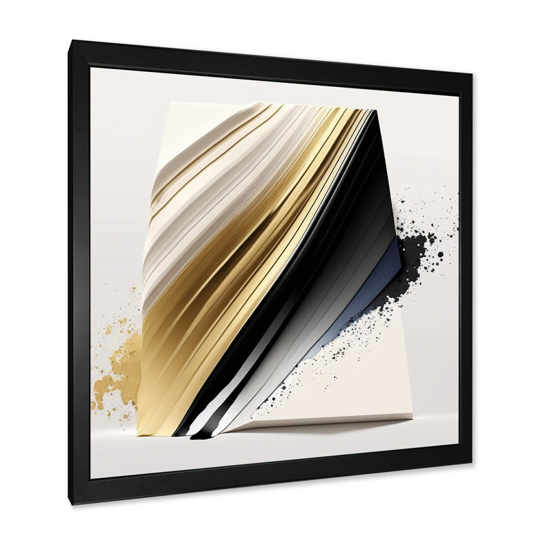 «Black and Gold Cubic Expression IV», impression sur toile, Impression noire sur toile encadrée, H 24 po x l 24 po x P 1 po