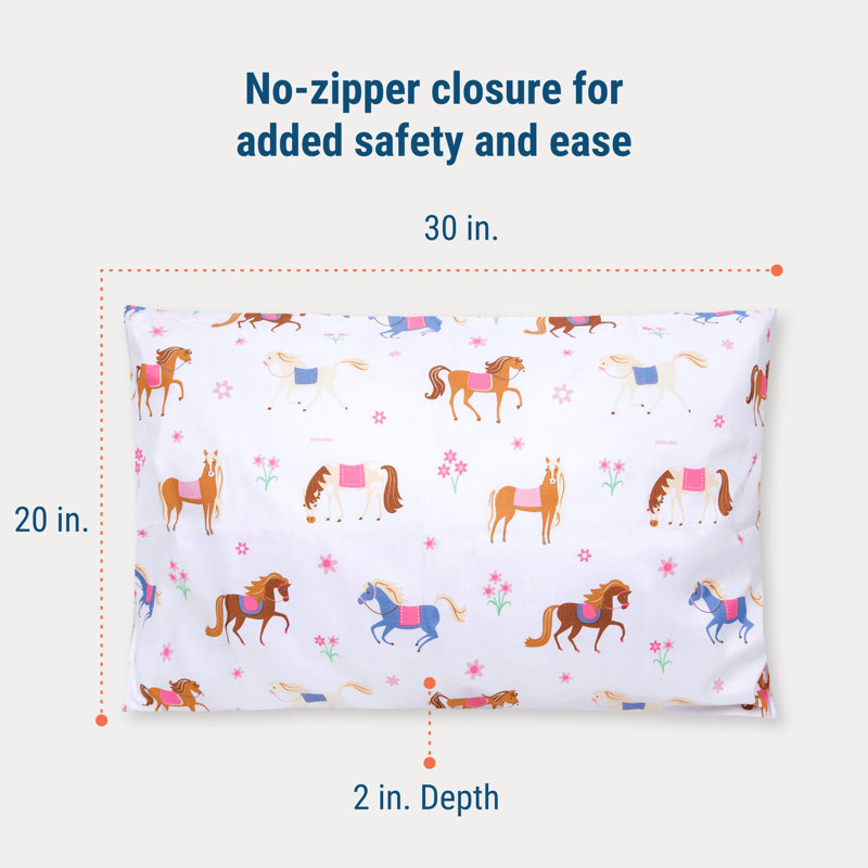 Housse de coussin en microfibre Wildkin Kids - Housse de coussin pour enfants douce et respirante - Chevaux