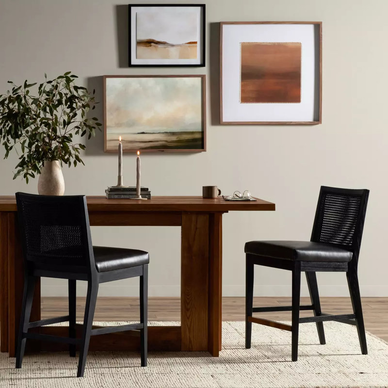 Antonia Cane Armless Black Counter & Bar Stool, Bar Stool (31" Seat Height)
