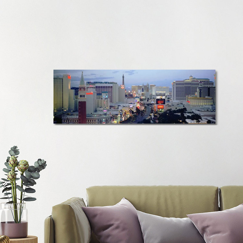 High Angle View Of Buildings In A City, The Strip, Las Vegas, Nevada, USA - Wrapped Canvas Panoramic Print