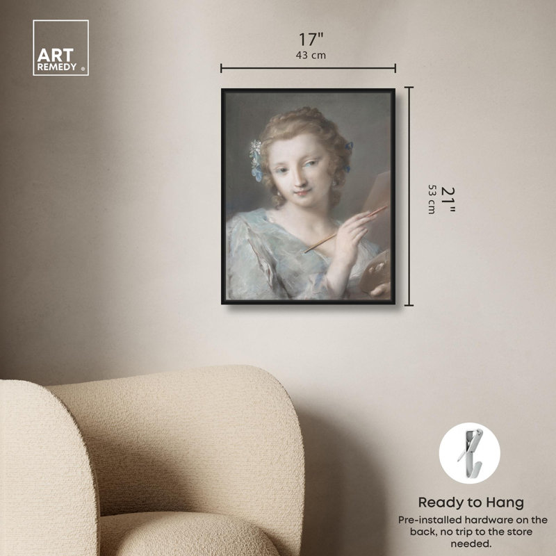 Rosalba Carriera , H 21 po x l 17 po, Cadre flottant noir