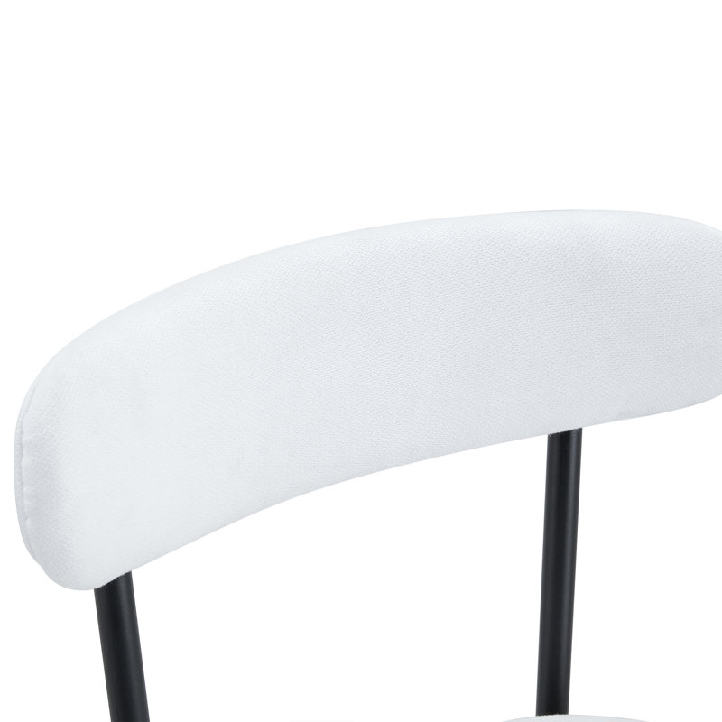 Tabouret de comptoir à hauteur de siège de 23,2 po avec coussin et dossier incurvé Liam, Blanc
