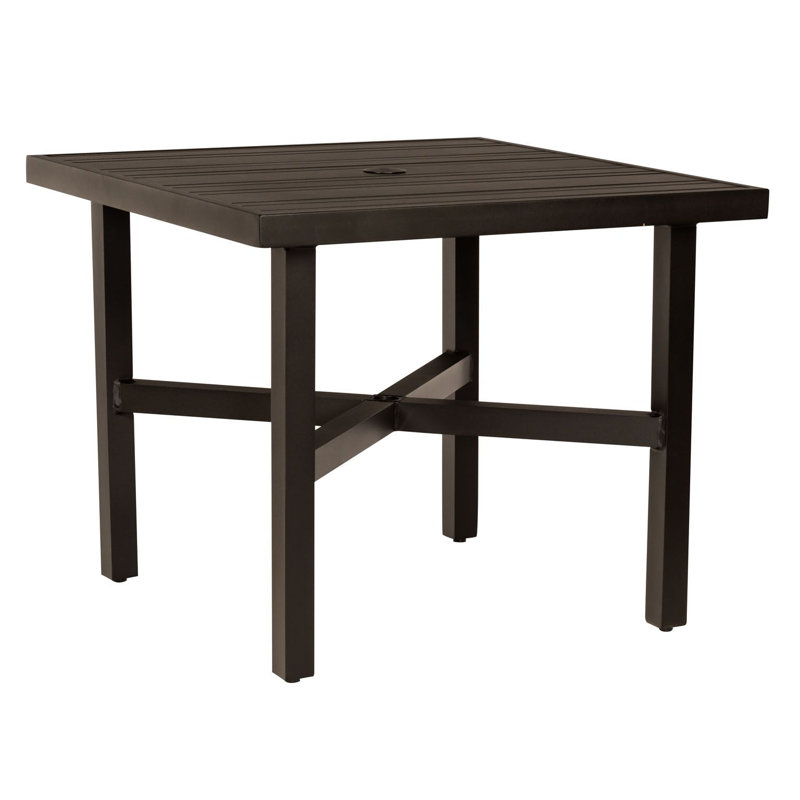 Square Bistro Umbrella Table, Matte White
