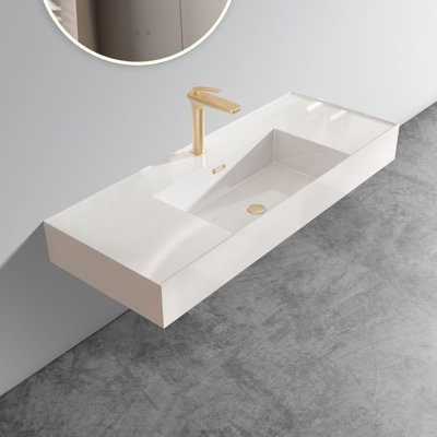 Lavabo de salle de bain rectangulaire en céramique avec trop-plein 18,1 po Abrahams
