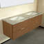 Meuble-lavabo mural 60 po avec lavabo double, comptoir en pierre frittée et 4 tiroirs, grain de bois espresso - pré-assemblé