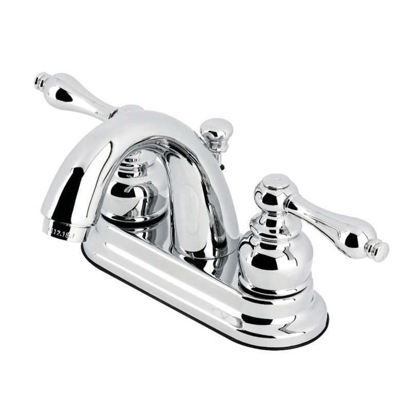 Robinet de salle de bain central à fixation à deux poignées à 3 trous à fixation sur le comptoir 4 po Kingston, Chrome poli
