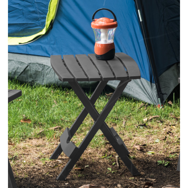 Keter Quik-Fold Side Table Durable Resin Outdoor Folding Patio End Table, Charcoal