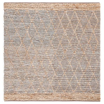 Alderman Natural Fiber Hand Loomed Jute/Cotton Geometric Rug in Silver