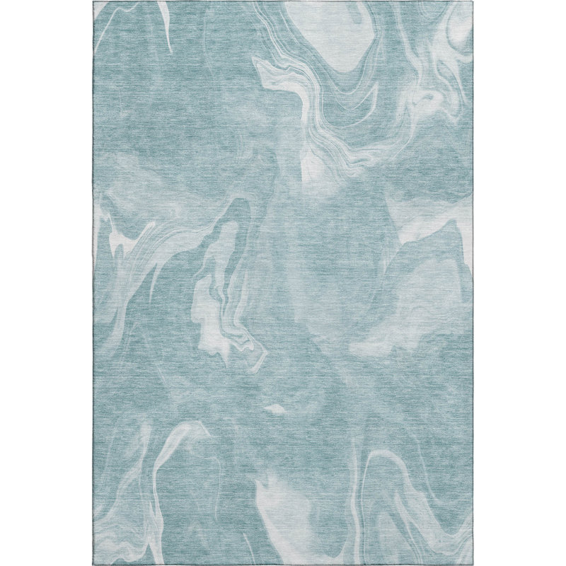 Premium Machine Washable Prisco Teal Rug, Rectangle 8' x 10'
