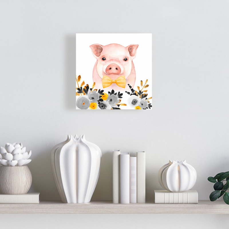 Chic cochon jaune, toile de ferme, décor de chambre à coucher