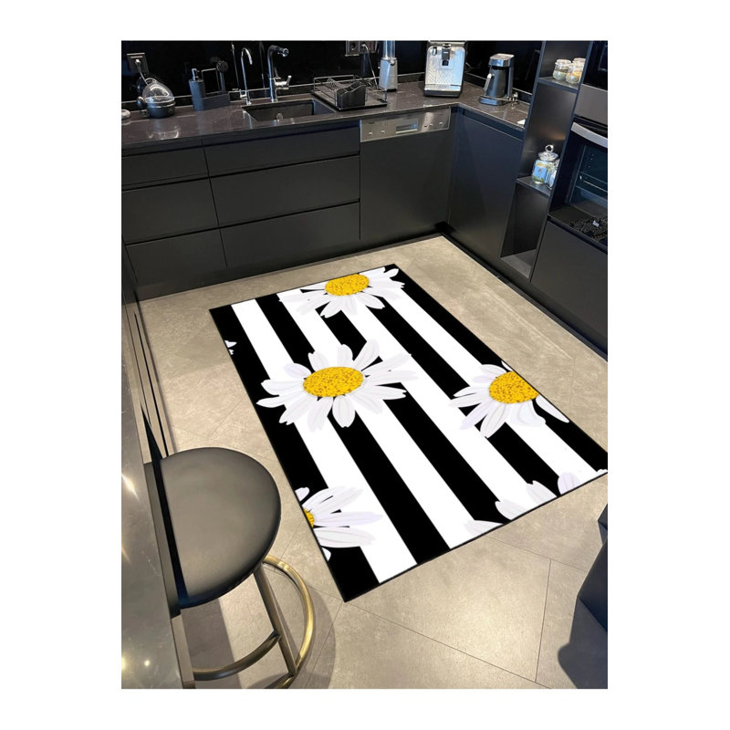 Tapis décoratif rayé à motif géométrique moderne, Tapis de couloir 2 pi 6 po x 9 pi 11 po