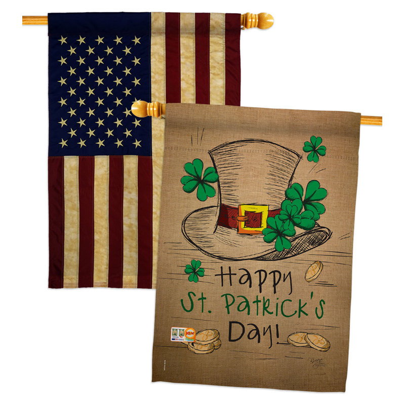 Drapeau de maison en polyester 40 x 28 po St Pat's Hat