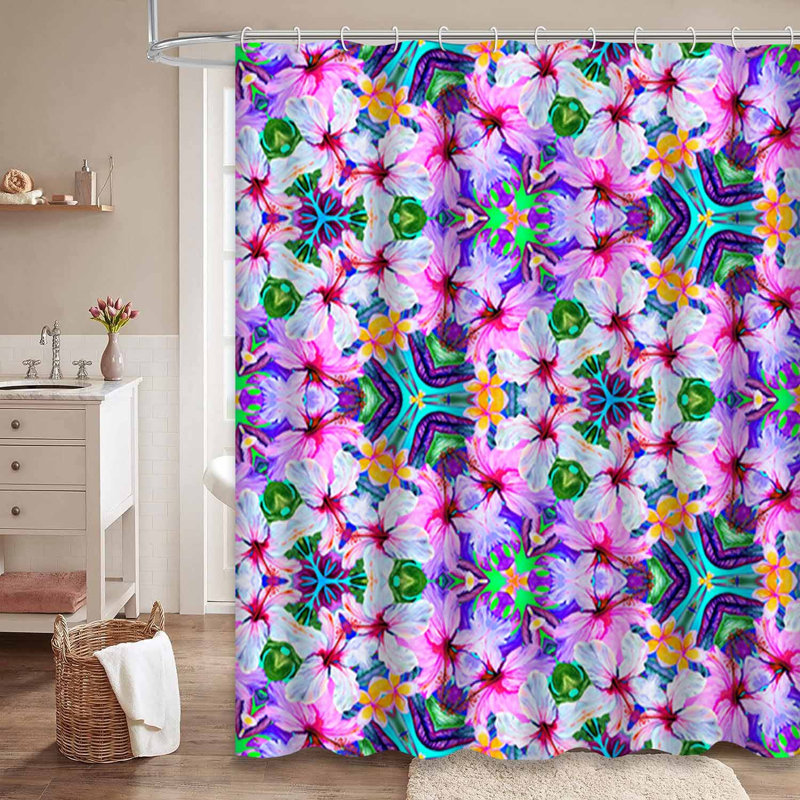 Rideau de douche psychédélique avec 12 crochets, L 72 po x l 78 po