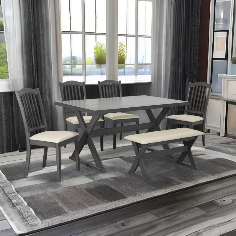 5 - Person Trestle Dining Set, Gray, Gray, Gray