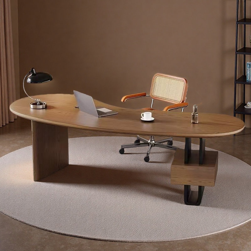 Bureau d'ordinateur en bois massif, H 29,5 po x l 55,1 po x P 30,3 po, Brun
