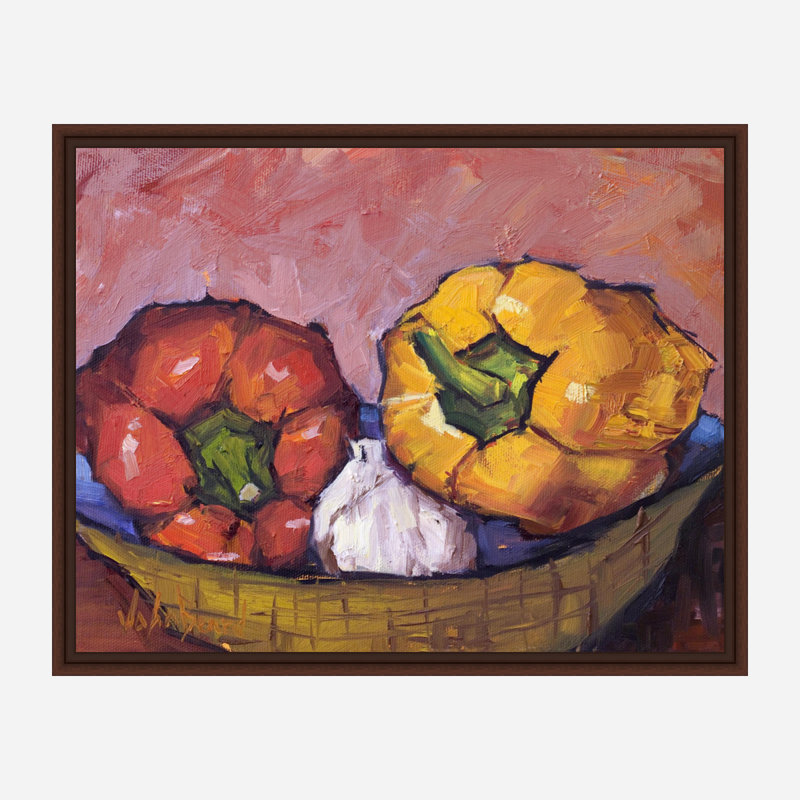 Peppers Rouge Print by John Beard, Brown Floater Framed, 26" H x 32" W x 2" D