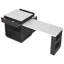 Îlot de cuisine noir cannelé de 83 pouces avec table à manger extensible et prise électrique-481497697