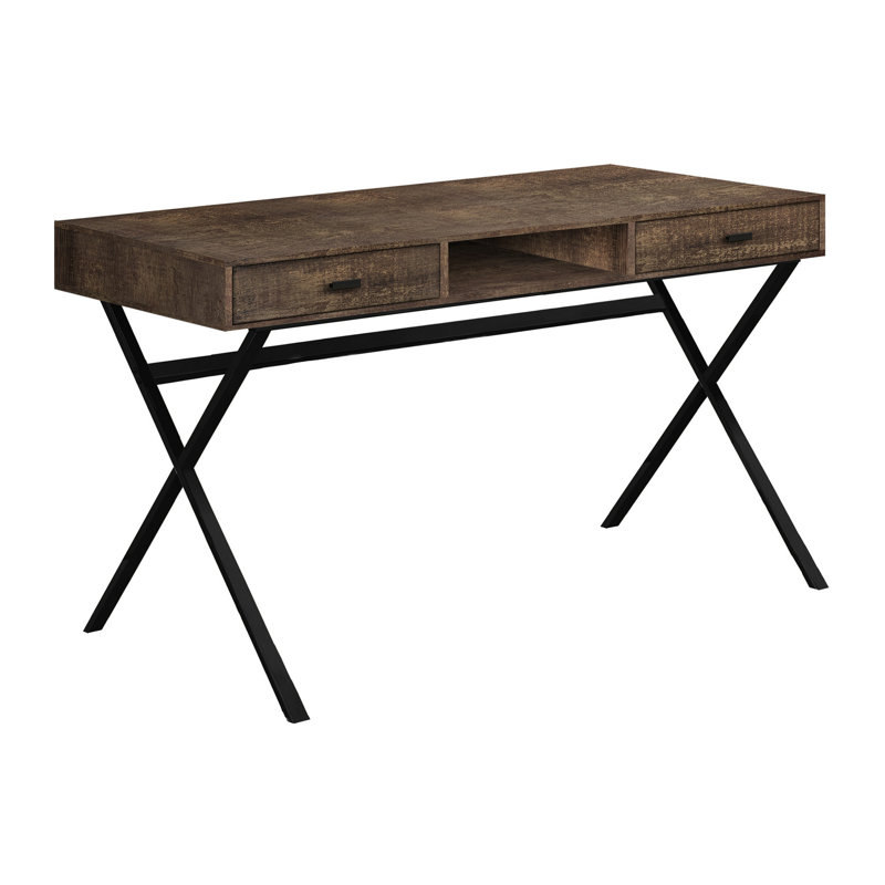 Computer Desk, Home Office, Laptop, Storage Drawers, 48"L, Work, Metal, Laminate, Brown, Black