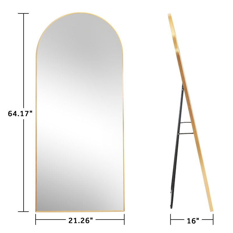 Devendri Arched Full Length Mirror, Gold, 64.17" x 21.26"