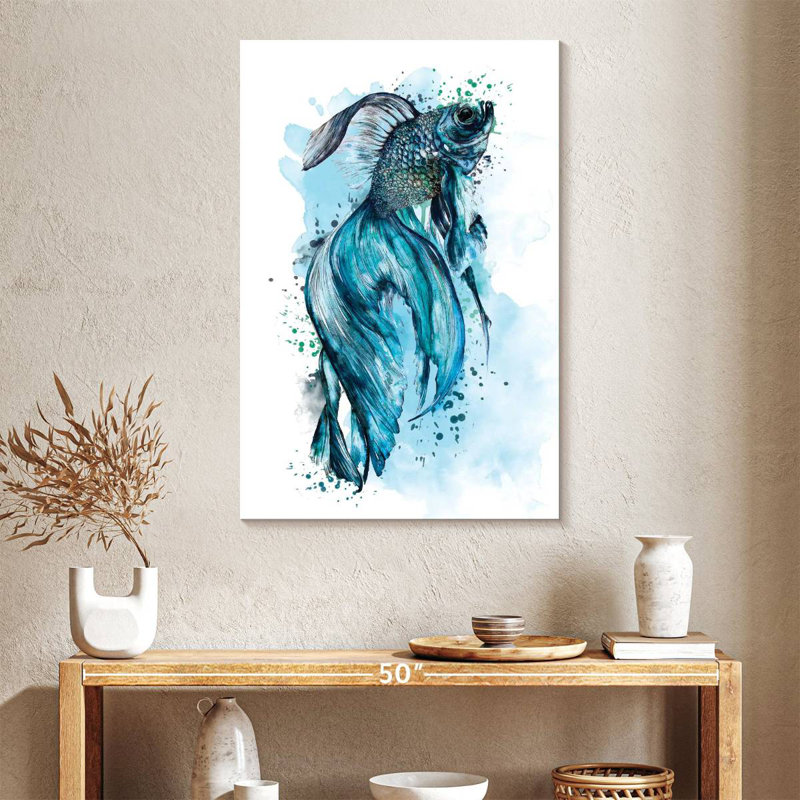 Blue Betta Fish Splash, 39" H x 26" W