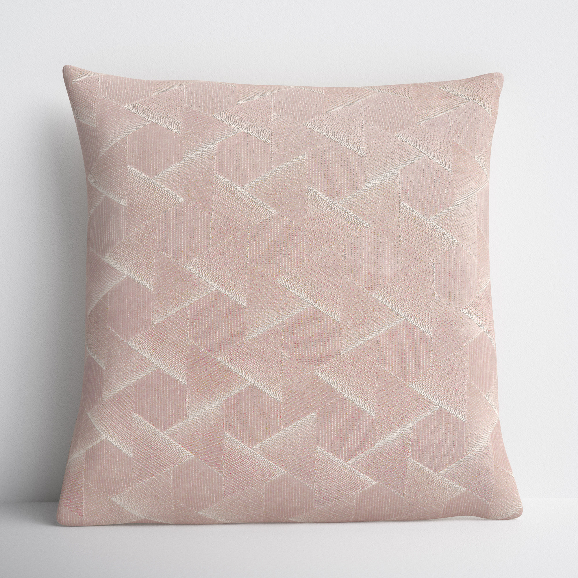 Gretchen Geometric Cotton Throw Pillow, Down, Blush