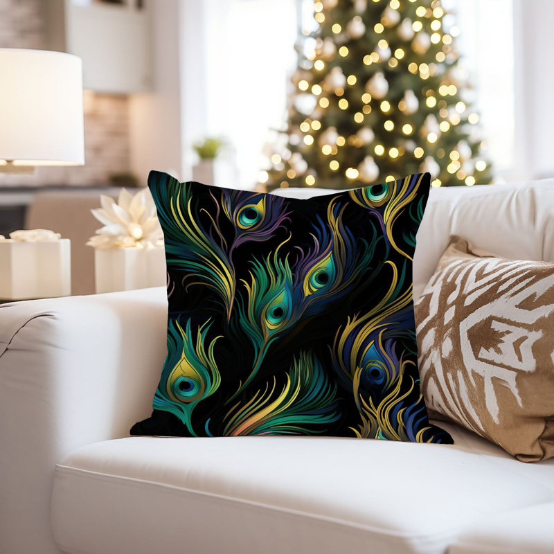 Animals Peacock Feather Pattern I Modern, 18"H x 18"W