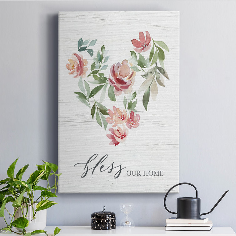 Watercolor hand drawn paintings love floral set. Boho style flawer heart  shape. Canvas Print by Kristy Kvilis