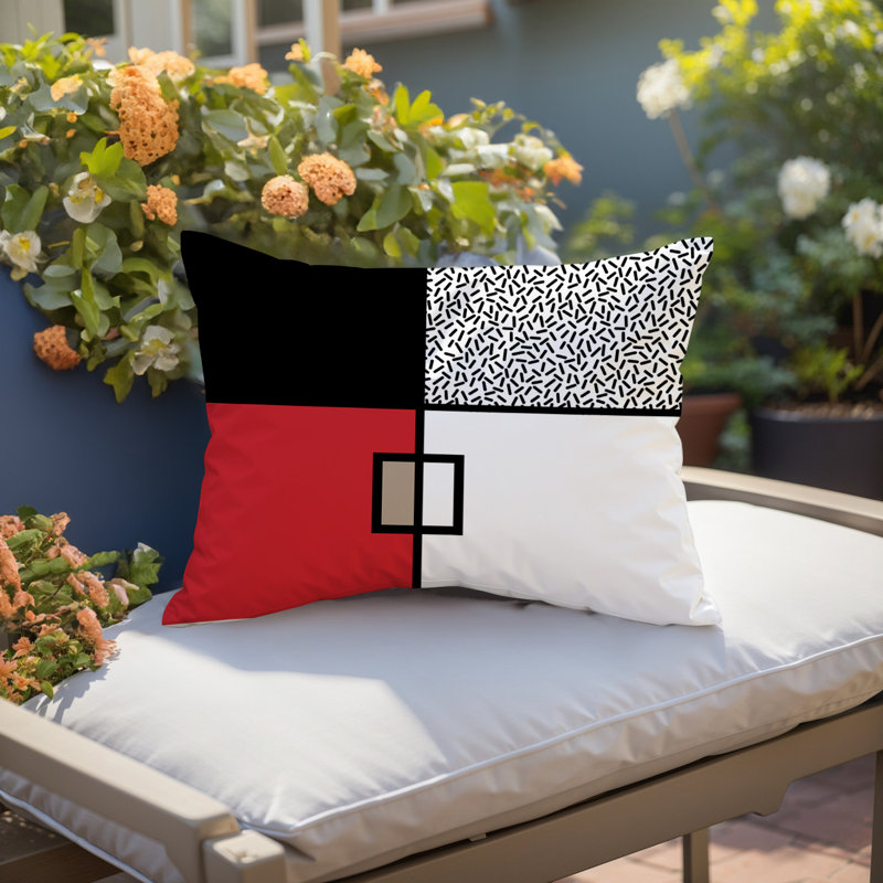 Coussin lombaire réversible intérieur / extérieur Looma, Rectangle H 14 po x l 20 po, Rouge