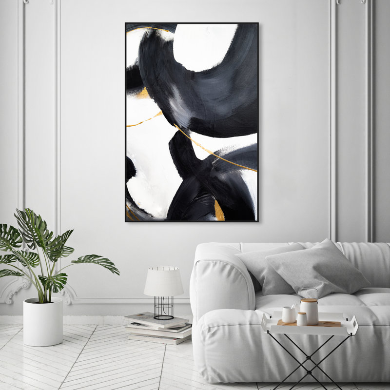 Amani - peinture sur toile, H 24 po x l 16 po, Toile encadrée, Noir