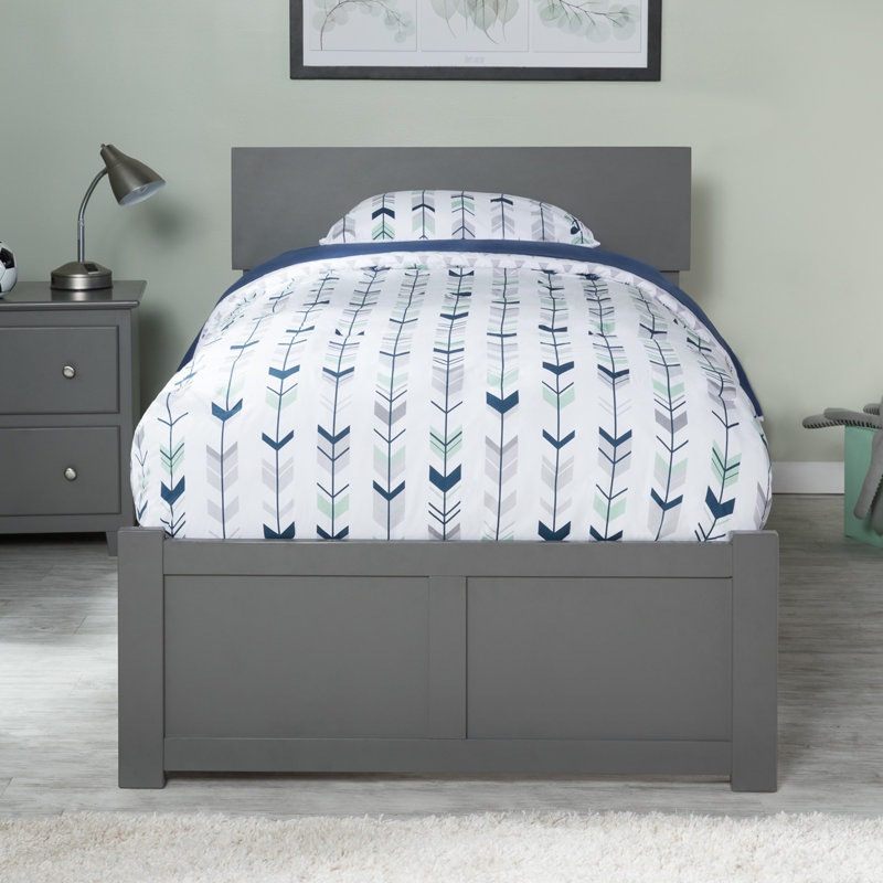 Daurice Solid Wood Platform Bed with Panel Footboard & Storage Drawers, Twin XL, Gray