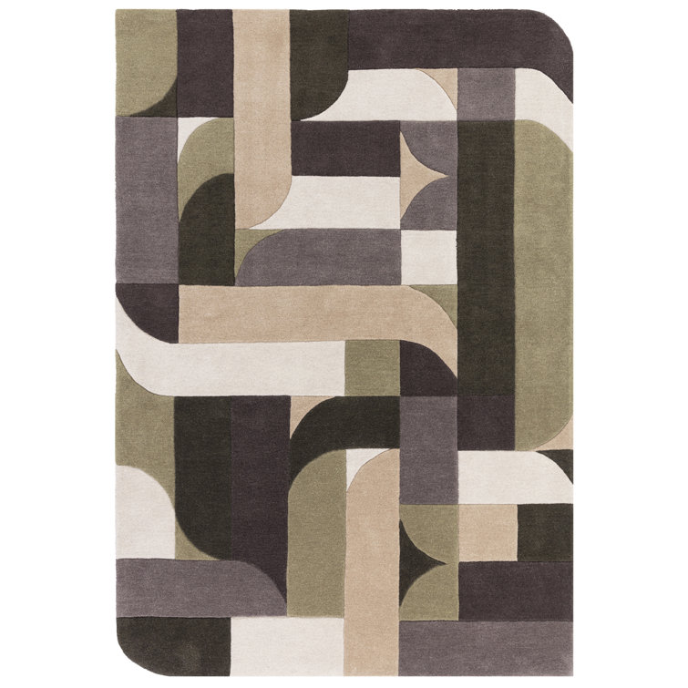 Brinlie Geometric Wool Hand Tufted Area Rug