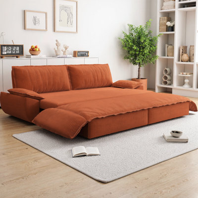 73.2" Queen Pull-Out Sofa Bed, 3-in-1 Convertible Sleeper Sofa with Corduroy Upholstery, Multi-Functional Loveseat  for Living Room, Guest Room & Small Spaces