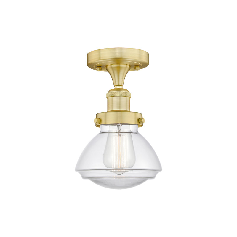 Almarosa Glass Semi Flush Mount, Clear, Satin Gold