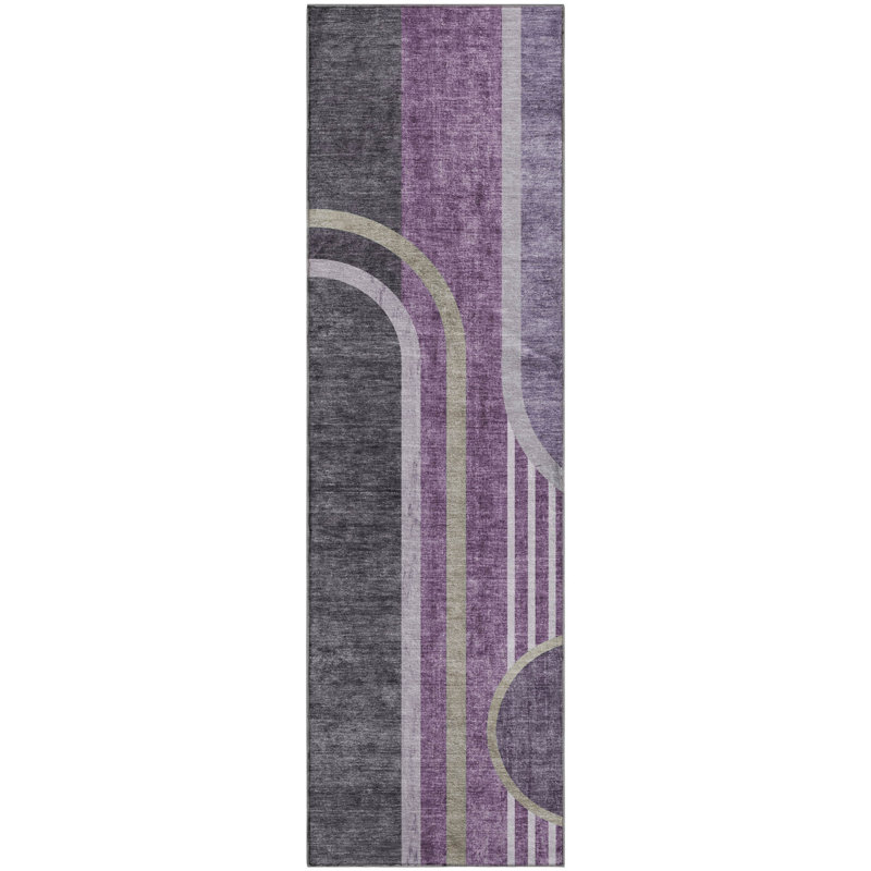 Premium Machine Washable Cerrito AMF532 Purple Rug, Runner 2'3" x 7'6"