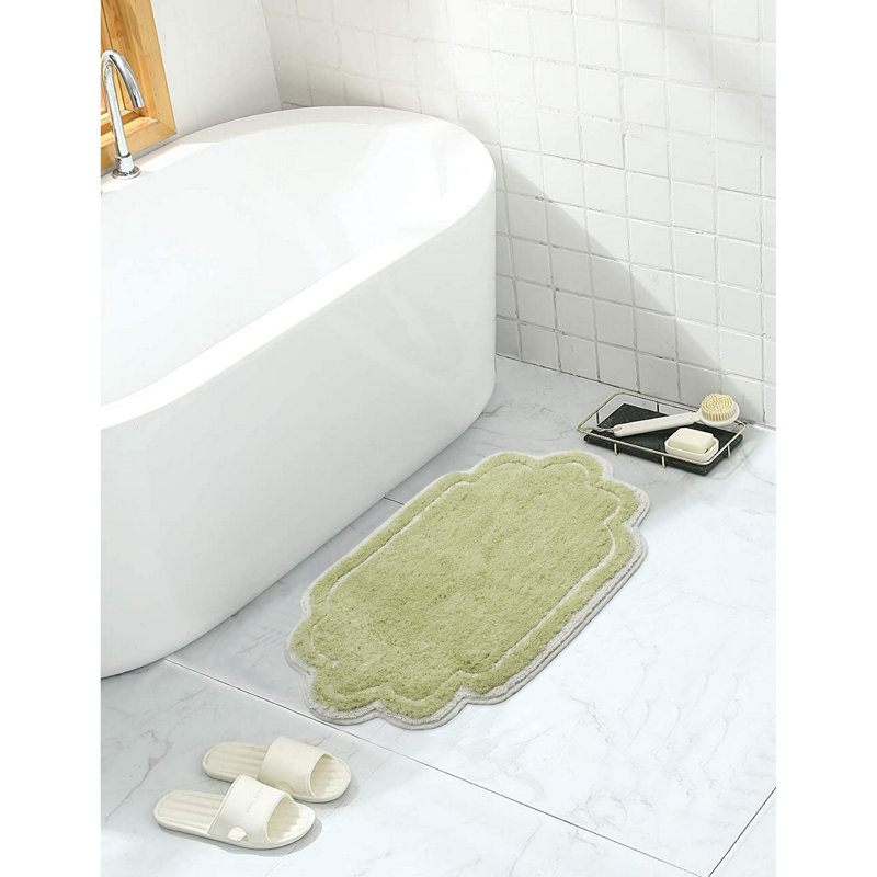 Tapis pour salle de bain Dobrinka, Vert, 17 po x 24 po (rectangulaire)