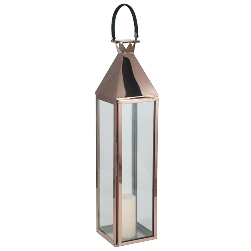 Floor Lantern, 113cm H x 24cm W x 23cm D, Shiny Copper