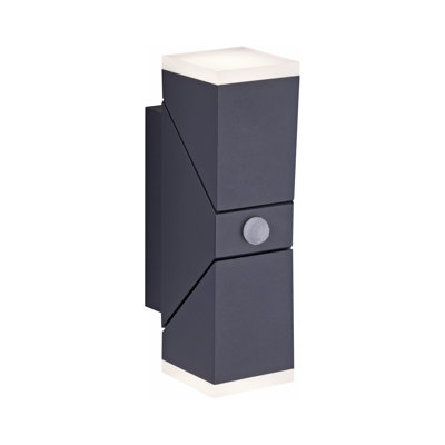 Portville Anthracite/White 2 - Bulb 22cm H Integrated LED Outdoor Flush Mount with Dusk to Dawn