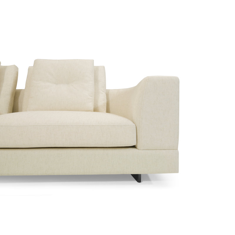 Canapé modulaire de coin avec repose-pieds Nirvana, Tweed crème, Accoudoir à gauche (vu de face)