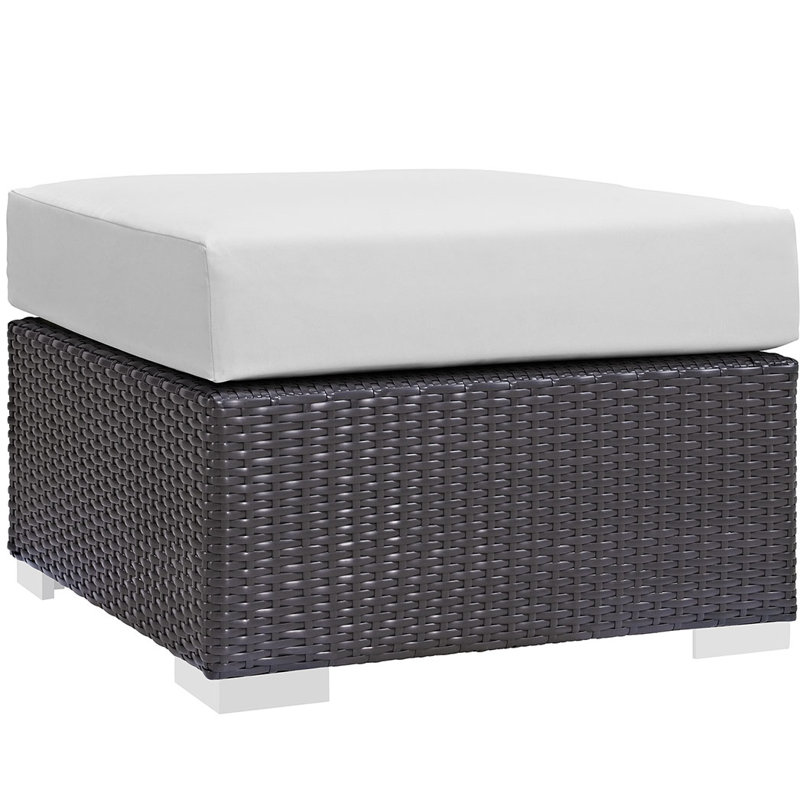 Repose-pieds d'extérieur avec coussin Convene, Blanc