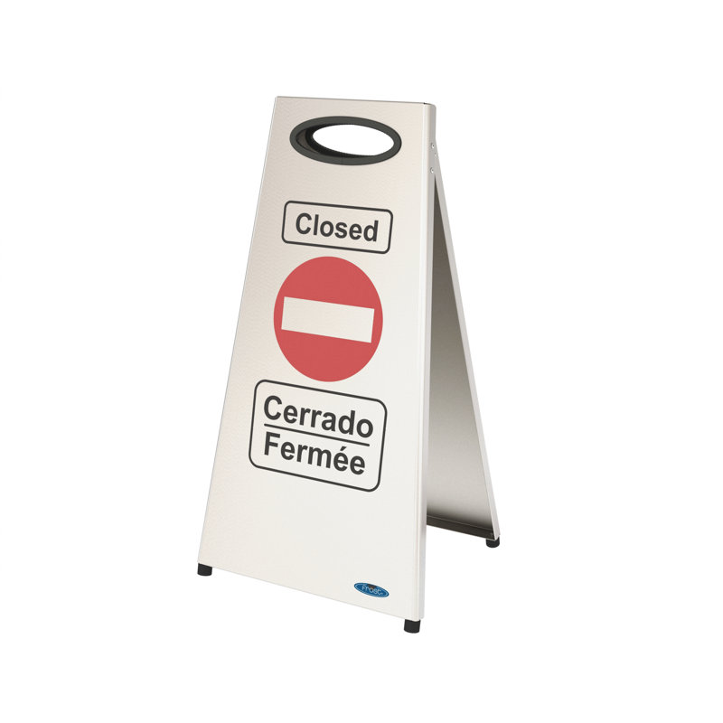 STAINLESS STEEL CLOSED NO ENTRY FLOOR SIGN
